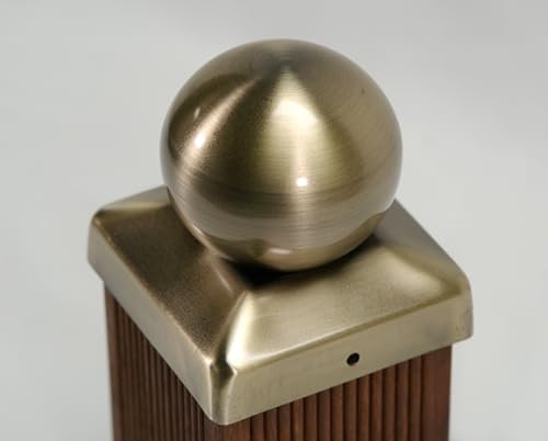 Pfostenkappe Zaunkappe Zierkappe Schutzkappe Antik Optik für Holzpfosten mit Kugel inkl. Edelstahl-Schrauben (101x101 mm (für Pfosten 10x10 cm))