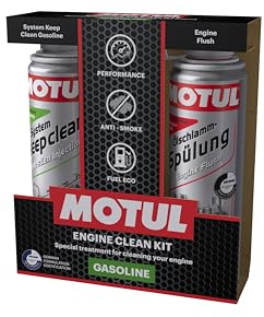 MOTUL Engine Clean KIT Benzin System Pflege + Ölschlammspülung Systemreiniger | 2 x 300 ml SET | Motorreinigung Reinigungsadditive für Benzinmotoren Motorsystempflege Benzin