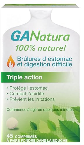 GANatura - 100% Naturel - Brûlures d'estomac et digestion difficile - 45 Comprimés