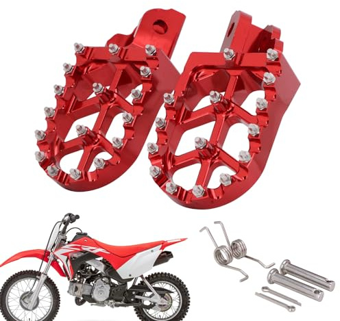 Runfarr Repose-Pieds de Moto,Repose Pieds Rouge,Pédales en Aluminium CNC pour CRF110F 2013-2022 CRF125F 2014-2023