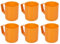 URBN-CHEF 6 Set Plastic Mug Tumbler Cup & Handle Party BBQ Microwave Dishwasher Safe 260ml (Orange)