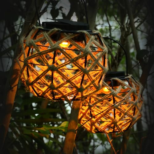 Tremdwoto solarlaterne für außen,Gartendeko Garten solarleuchten für außen,solarlaterne Rattan Kugel,solar Laternen für draußen,solarlampen für außen hängend,solar Laterne für Hof, Balkon(1Stück)