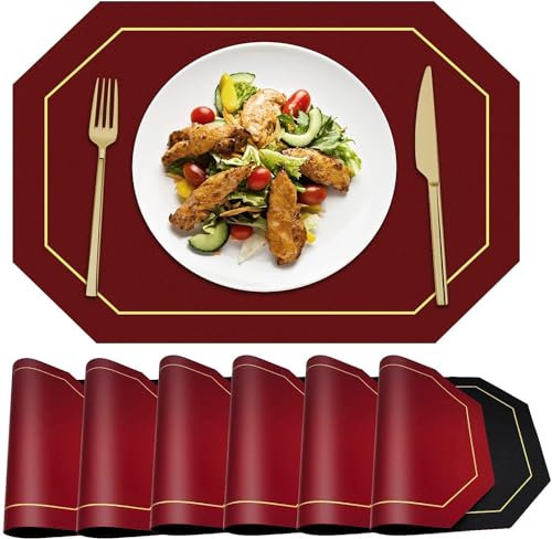 Supercap 6 Sottopiatti in Finta Pelle – Tovagliette Impermeabili Lavabili per Tavolo da Pranzo, Tovagliette Reversibili per Cucina, Matrimoni, Caffetterie