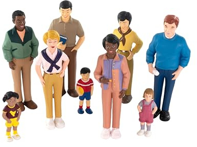 Miniland Olika familjer i världen, uppsättning med 9 handmålade dockor