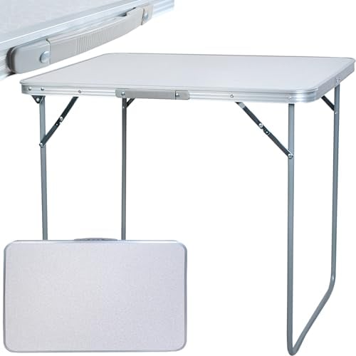 TRIZAND Tavolo pieghevole per balcone cucina mercato campeggio piccolo pieghevole carico 20 kg tavolo multifunzione 80 x 60 cm bianco 23500