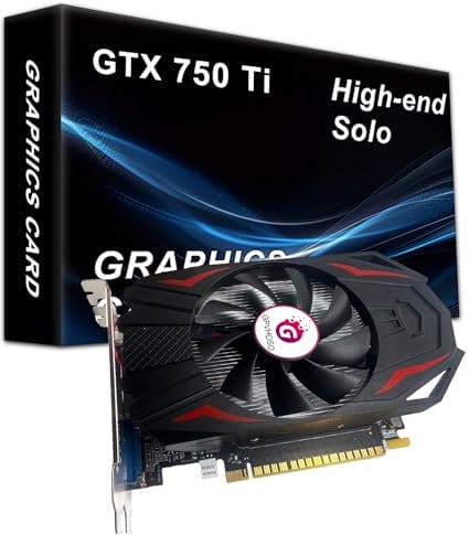 GPVHOSO GTX 750Ti Graphics Card, 2GB GDDR5 128bit Direct X12 640SP Gaming Video Card, PCI Express 3.0x16 Interface, HDMI, DVI-D, VGA, Single Fan, Low Power GPU for Working Gaming