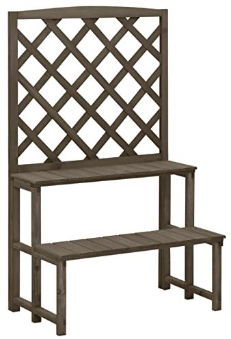 Mengtu Mobili - Jardinera con celosía, jardinera con rejilla, jardinera con espaldera de exterior, jardinera con rejilla de exterior, jardinera de madera gris, 70 x 42 x 115 cm, de abeto macizo