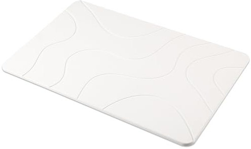 Diatomite Stone Bath Mat - Non-Slip Quick Drying Mat for Bathroom - Easy to Clean White
