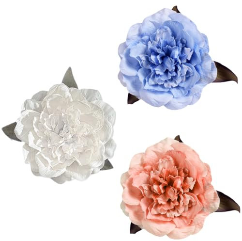 Reccisokz REC 3 PCS Fleur Cheveux,Pivoine,Fleur pour Cheveux,Robe Flamenco Femme,Pince Fleur Cheveux,Barrette Pivoine Rouge Pince,Broche Fleur,Broche Cheveux Mariage,pour la Plage la Fête Le