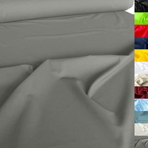 TOLKO 50cm Baumwollstoff Meterware uni | Popeline Stoff aus ÖkoTex Baumwolle in leuchtenden Farben | Kleiderstoff Dekostoff Vorhangstoff Bezugsstoff Patchwork Kinder Stoffe zum Nähen (Grau)