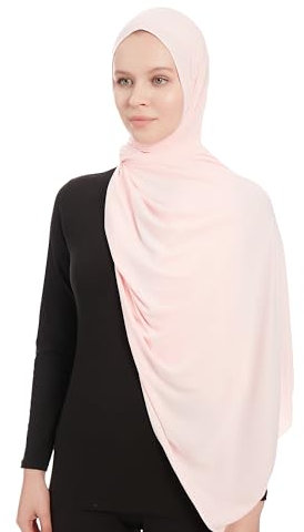 Ayisah Jersey Kopftuch Damen Hijab Muslimisch - Rosa Viskose Jersey Hijab Kopftuch Für Damen - Dehnbar Moderne Islamische Hidzab Kopftücher Schal - Hidzab Kopftücher 70x180 cm (Rosa)