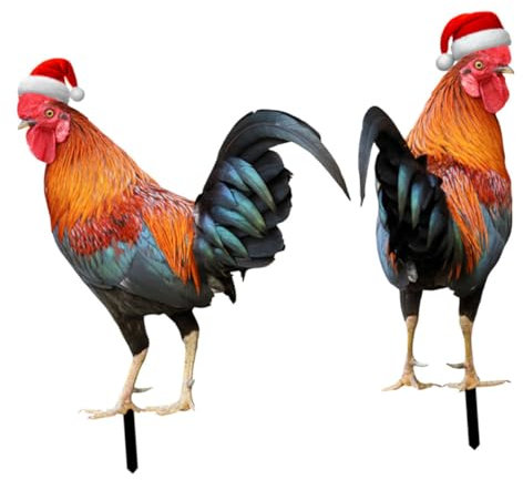 Milisten 2stücke Huhn Deko Gartenstecker Weihnachtsdeko für Außenbereich Acryl Stecker für Rasen Gartenschmuck Hühner Dekorative Gartenstecker ohne Batterie