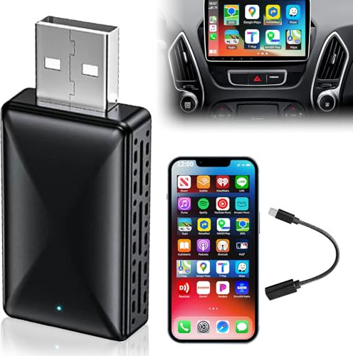 CHEERLINK Wireless Carplay Adapter, Wireless Android Auto und Carplay Wireless Adapter für iPhone, Kompatibel mit iOS 10+ und Android 11.0+, Mini & Stabil 5,8GHz WiFi Plug & Play, (USB/Type-C)