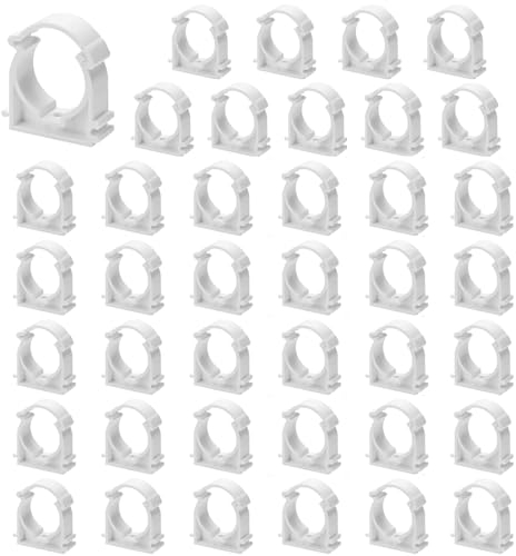 RHQFDM 40 Pcs PPR Tubo Morsetti 16 mm Tubo Clip Bianco Plastica Acqua Fissi Clip Universale Singolo Tubo Clip Fascetta Stringitubo Singola a Scatto Per il Fissaggio di Tubi in Cucine,Bagni e Piscine