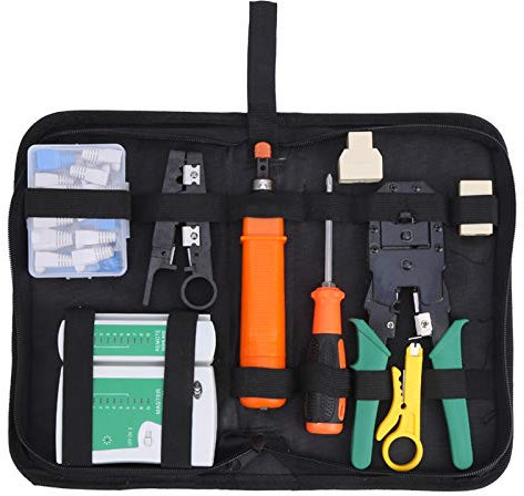 Network cabling tool kit, portable Ethernet crimping tool kit cable inspection cabling tool YGP310 DC 9V cable inspection accessories with storage bag