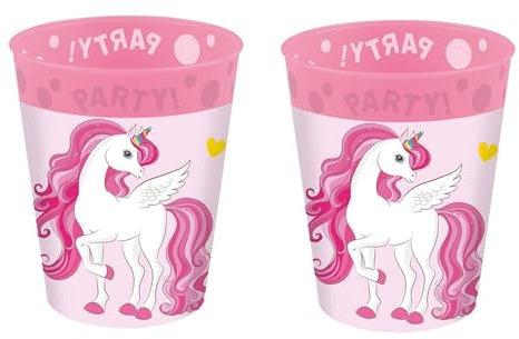 ILS I LOVE SHOPPING Lot de 2 verres réutilisables pour enfants 250 ml en plastique sans BPA, cadeau 500 lavages (licorne)