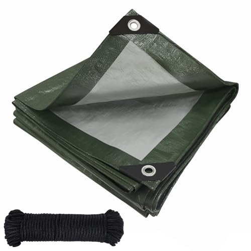 Bâche de protection imperméable 3 x 4 m avec anneaux gravés, en tissu polyéthylène, 120 g/m², protection pour camion, résistante aux intempéries, à la poussière, aux UV et aux déchirures, pour meubles