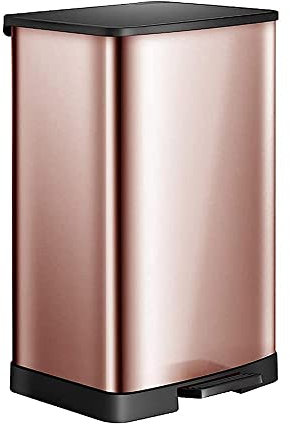 AYCDL Poubelle 18L/25L avec couvercle anti-odeurs et pédale en acier inoxydable/or rose/49 cm x 28 cm x 30 cm,Rose Gold-49Cm*28Cm*30Cm