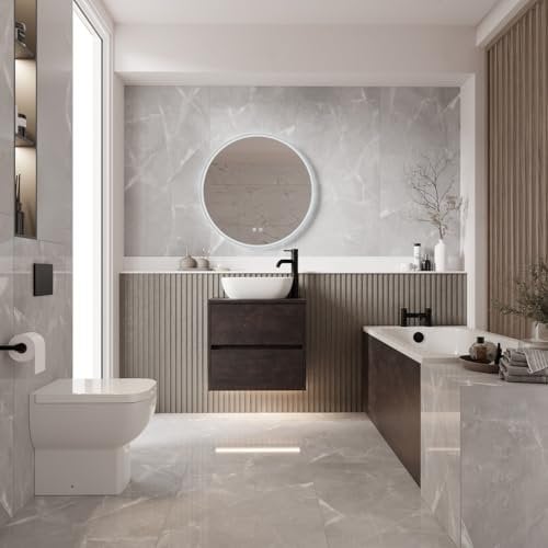 Wholesale Domestic Alford 1500mm Steel Straight Single Ended Bathroom Suite including Matt Black Flush Plate Back to Wall Toilet and Metallic Slate Vanity Unit with Countertop Basin
