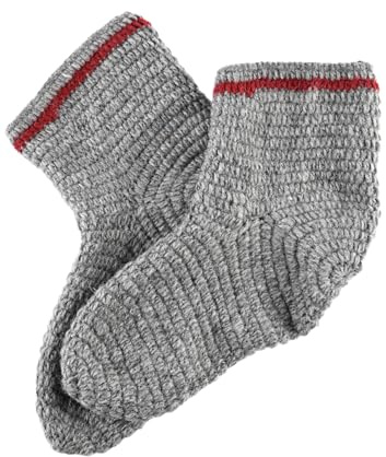 Ulfberth - Gehäkelte Wollsocken - Wikinger Socken - Mittelalterliche Fußwärmer - Mittelalter, Wikinger, LARP, Reenactment (DE/NL/SE/PL, Numerisch, 41, 42, Regular, Regular, Grau-Weinrot)
