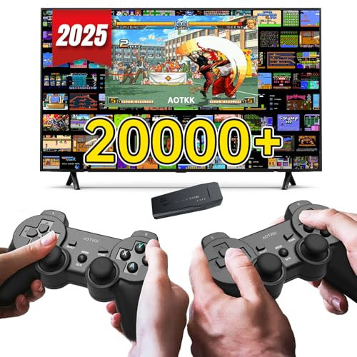 Wireless Retro Game Console 4K - Plug & Play TV Game Stick with 20,000+ Classics, 64GB Storage & Dual 2.4GHz Controllers, Consola de Videojuegos Retro HDMI (Black)