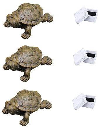 WOO MANTO Schildkröte Figur 6,5cm lang - kleine Tierfigur aus Kunstharz, Dekofigur für Garten/Indoor Flaschengarten Miniteich (3 Stück)