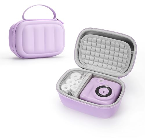 SQERO Kids Camera Instant Print Case for Hangrui/Lenudar/HiMont/TIATUA/Gofunly/GREENKINDER Most 1080P Kids Instant Cameras, Cute Travel Carry Bag Christmas Birthday Gifts for Girls Boys (Purple)