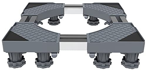 Soporte móvil ajustable de acero inoxidable para lavadora para secadora y refrigerador, color gris, 12 pies, 52 cm a 65 cm, marco de soporte resistente