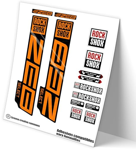 Ref: VP447 Aufkleber, kompatibel mit Rock-Shox ZEB SELECT 2021, 2025 MTB, Sticker, Aufkleber, Aufkleber für Mountainbikes, Orange