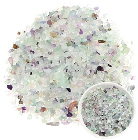 M METERXITY 1.1lb/500g Assorted Tumbled Chips Stone, 5-7 mm Crushed Crystal Quartz Pieces for Vases Filler/Aquarium/Succulent Plants Decor, Irregular Shaped Stones [Colored Glaze]