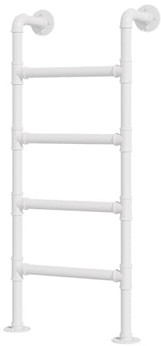 Metal Iron Tube Side Climb Ladder Window Well Ladder,Window Well Ladders 4 Rung Steel Basement,Entrance Fire Escape Egress Ladders Wall Mounted For Emergency Home Basement,Attic(135cmx45cm)