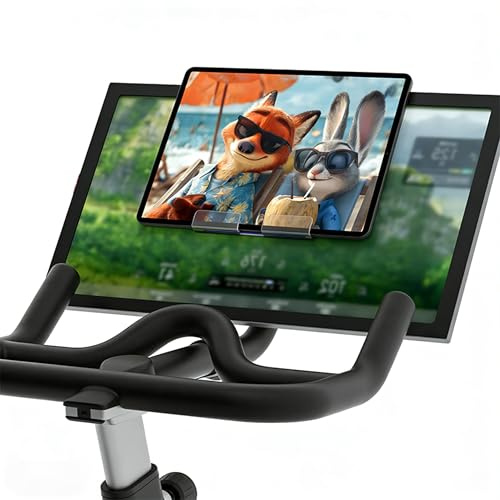 Qsxou Exercise Bike Tablet Holder, Screen-Top Mount with Non-Slip Pad, Clear Stand for Stationary Bike, Compatible with iPad and Most Devices