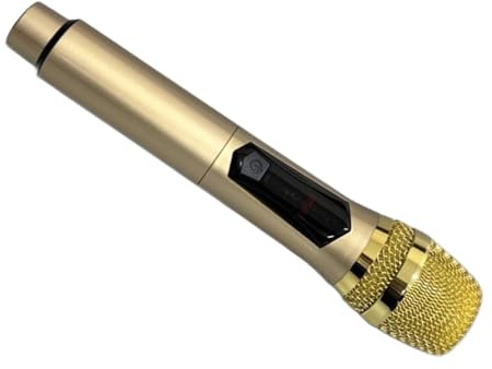 Wakects Wireless Microphone Karaoke Microphone, Dynamic Sound Pickup with LED Screen, Long-range Signal for Outdoor Events (Gold)