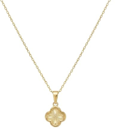 Suzan Gold® 375 Echtgold Kette Damen mit Kleeblatt Anhänger Glücksbringer elegant wasserfest hypoallergen nickelfrei fein – Clover Spark – zarte Goldkette für Alltag und Geschenk