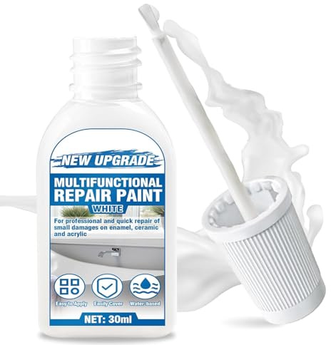 White Enamel Touch Up Paint, Waterproof White Enamel Paint with Brush for Scratches, Cracks And Spots on Walls, Tile, Sinks, Tub, Countertop and Toilets