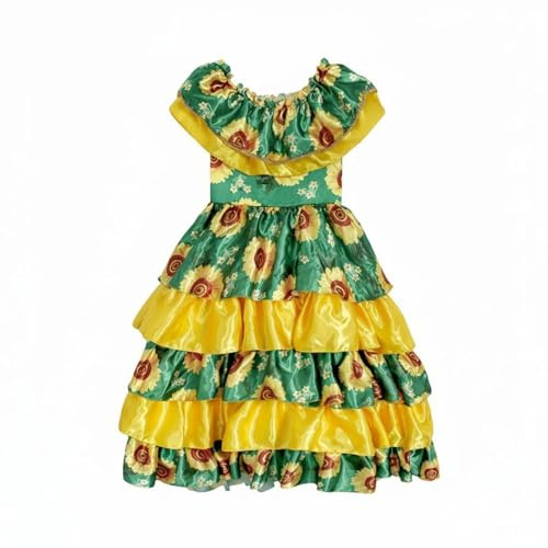 Fxzqgnh Vestito Girasoli Facile da Indossare Abito Cosplay Vintage Confortevole tutto il Giorno Costume Folk Europeo per Bambine, Spettacolo, Halloween