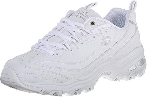 Skechers Women's D'Lites Fresh Start Wide Fashion Sneakers, Silver, 3 UK