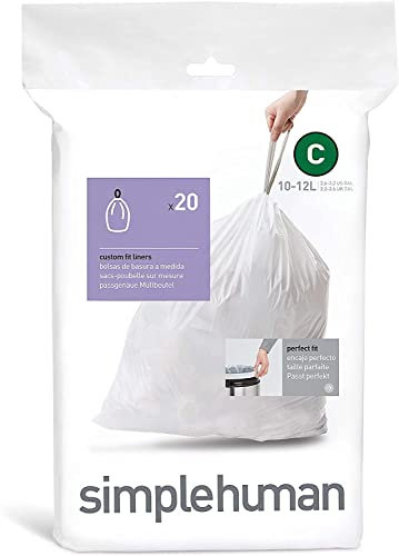 simplehuman Custom Fit Trash Can Liner C (20 ct), 3-pack