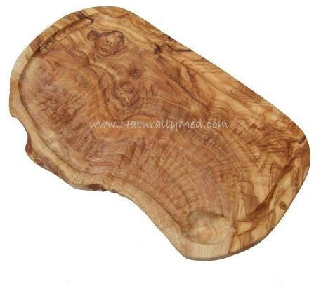 Naturally Med Tabla de tallado de madera de olivo hecha a mano, 45 cm