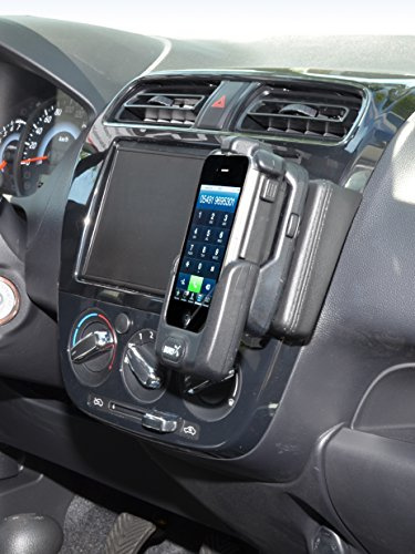 KUDA Handyhalterung passend für Mitsubishi Space Star ab 2013 - Telefonkonsole für Smartphones, Handys, Navi und mehr – Kunstlederkonsole, schwarz, 2505