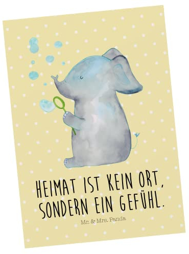 Mr. & Mrs. Panda Postkarte Elefant Seifenblasen - Geschenk, Grußkarte, Einladungskarten Geburtstag, Tiere, Dickhäuter, Tiermotive, Gute Laune, Liebe,