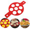 Pancake Molds Silicone Baking Mould Egg Maker Pancake Flipper Egg Ring Nonstick Silicone Round Egg Rings (Red 7 Holes)