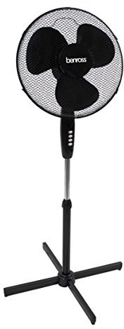 Benross 43830 16-Inch Standing Fan/Oscillating & Tilting Functions / 3 Speed Controls/Safe Mesh Fan Cover/Lightweight & Portable/Efficient 50W Power/Black Colour