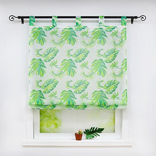 Joyswahl Voile Raffrollo mit Schlaufen halptransparenter Gardine mit Bananenblatt Muster »Brigitte« Schals Fenster Vorhänge BxH 80x140cm 1er Pack