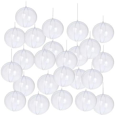 Yeelan 24 Stück Befüllbare Ornament-Kugeln, Transparente hängende Ornamente, Kunststoff Weihnachtskugeln Ornamente, Geburtstag, Hochzeit, Party und Heimdekoration, Ornamente(50mm, Rund)