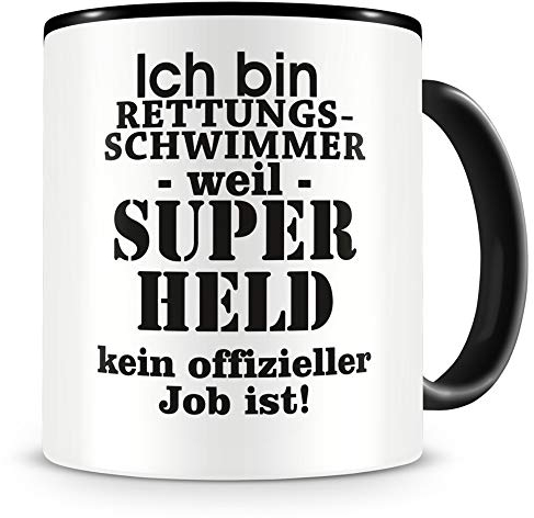 Samunshi® Rettungsschwimmer Tasse mit Spruch Geschenk für Rettungsschwimmer Mann Frau Kaffeetasse groß Lustige Tassen zum Geburtstag schwarz 300ml