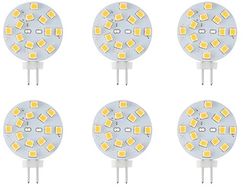 Makergroup 12V G4 LED Bulb 3W Bi-Pin LED Disc Light Bulb 20-30 Watt Equivalent Daylight White 6000K for Puck Lights in RV Trailers Campers Automotive Marine Landscape Lighting 6pcs