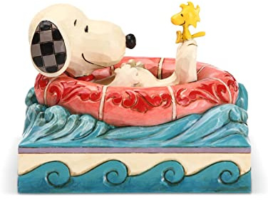 Enesco Peanuts by Jim Shore Snoopy and Woodstock in Floatie Figurine, 4 Inch, Multicolor