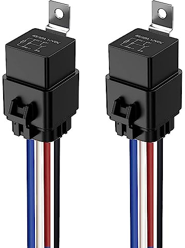 Gebildet 2 pieces 40/30 Amp Waterproof Relay Switch Harness Set - 12V DC 4-Pin SPST Automotive Relays 12 AWG Hot Wires