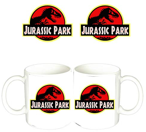 TusPersonalizables .com Tazza Bianca con Stampa del Logo Jurassic Park